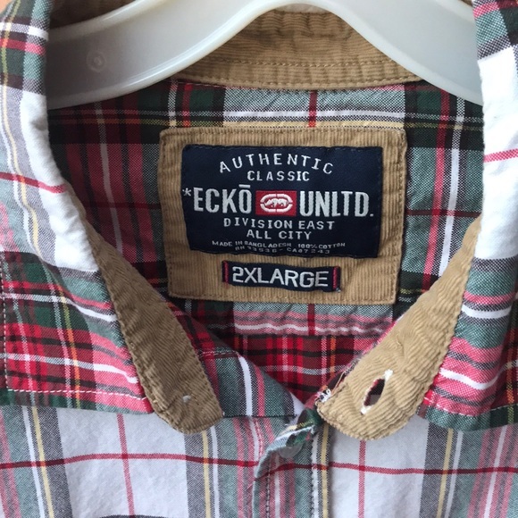 Ecko 2xl plaid long sleeve shirt elbow‎ patches - Picture 1 of 6